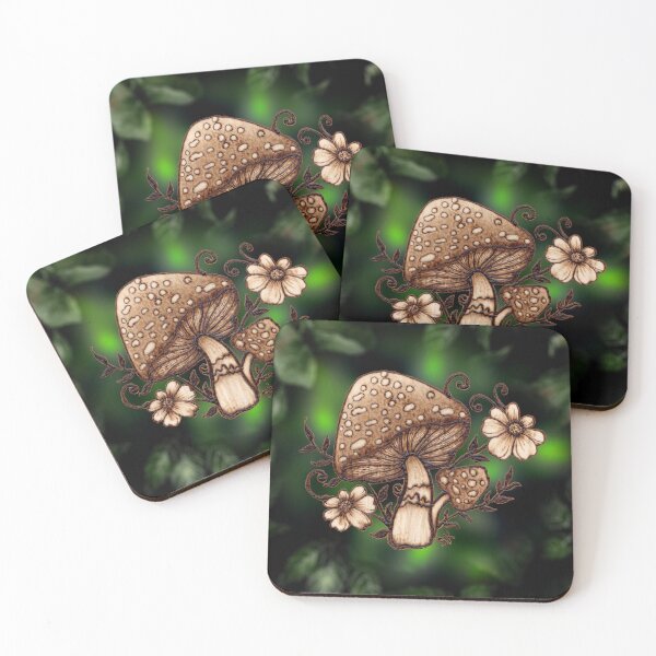 Item preview, Absinthe Mushrooms and Flowers Woodburn designed and sold by MoodyMuseArt.