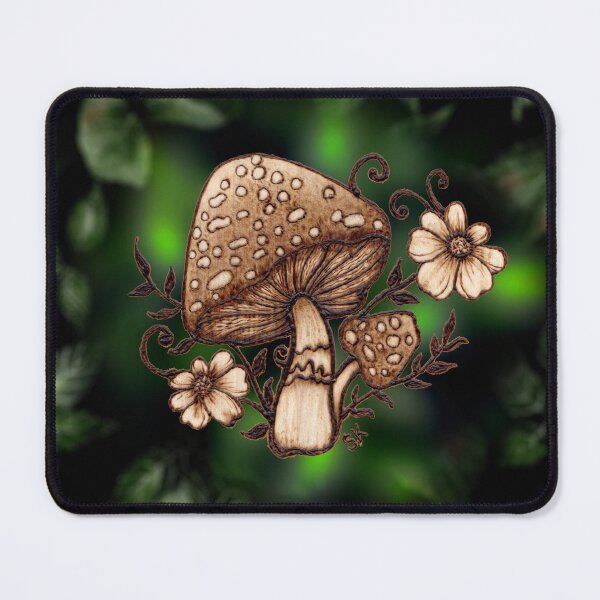 Item preview, Absinthe Mushrooms and Flowers Woodburn designed and sold by MoodyMuseArt.
