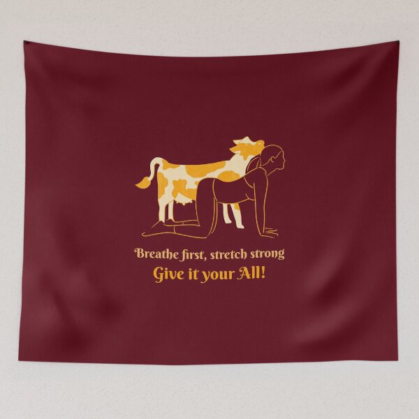 Item preview, Breathe First Stretch Strong Cow Yoga Pose – Sacred Animal Spirit Art designed and sold by WellspringXflow.
