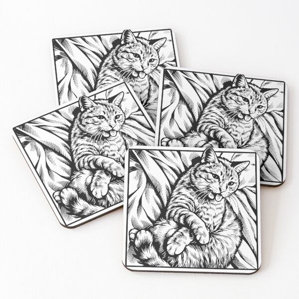 Item preview, Derp Tabby Cat Lounging Comic Art Print designed and sold by ShopCatLife.