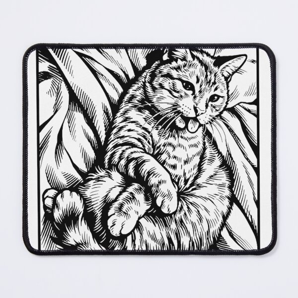 Item preview, Derp Tabby Cat Lounging Comic Art Print designed and sold by ShopCatLife.