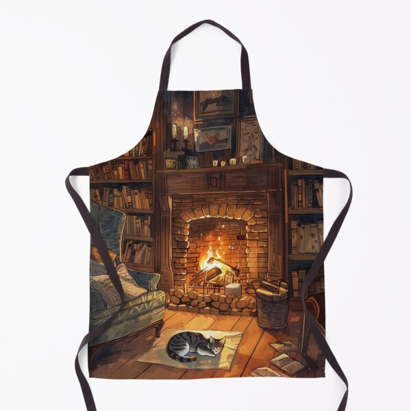 Item preview, Fireplace Evening Calm – Cozy Cat Living Room designed and sold by JLCableStudio.