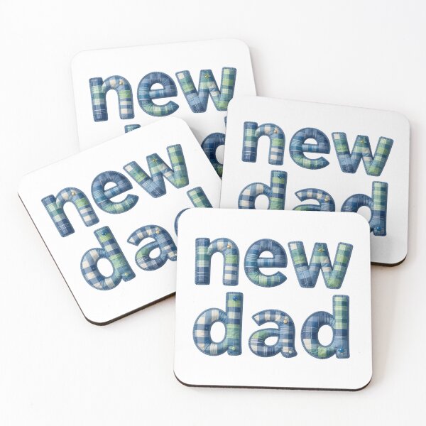 Item preview, NEW DAD - IN BLUE & GREEN FAUX LETTERING designed and sold by AlexOBrienArt.