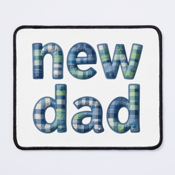 Item preview, NEW DAD - IN BLUE & GREEN FAUX LETTERING designed and sold by AlexOBrienArt.
