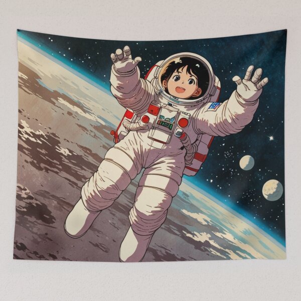 Item preview, Kawaii Anime Girl Astronaut Drifting Among Stars designed and sold by GenesisArtis.