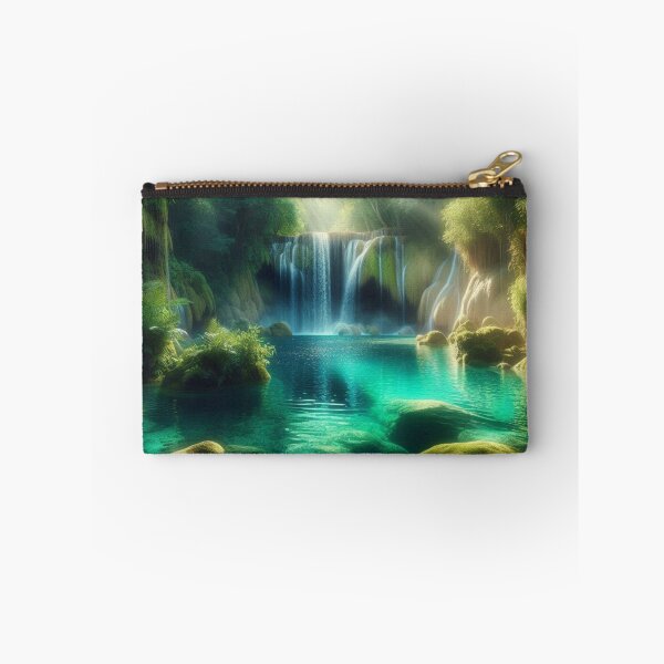 Item preview, Hidden Forest Waterfall with Sunlight Streaming Through Trees designed and sold by designlee.