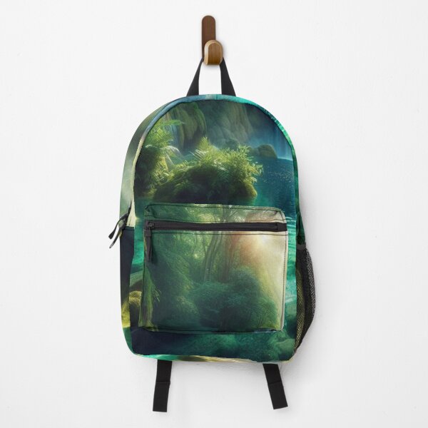 Item preview, Hidden Forest Waterfall with Sunlight Streaming Through Trees designed and sold by designlee.