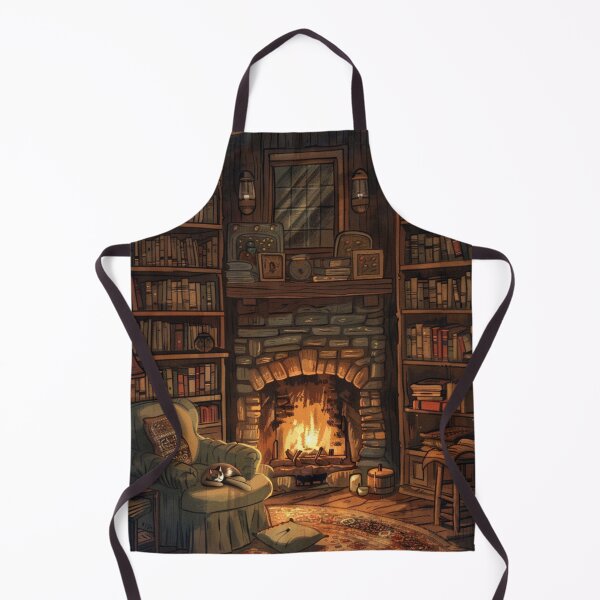 Item preview, Fireplace Evening Calm – Cozy Cat Living Room designed and sold by JLCableStudio.