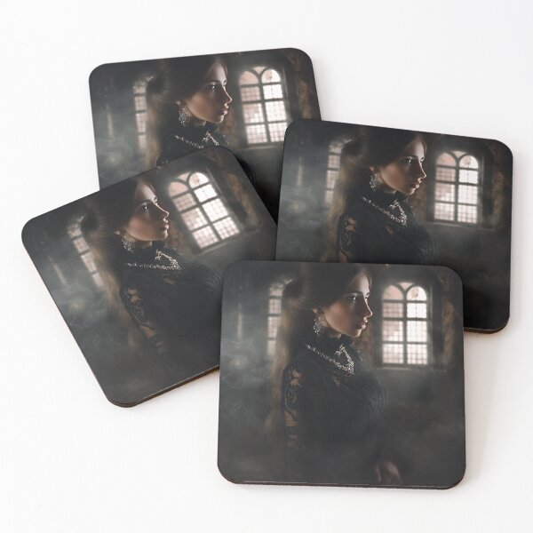 Item preview, Mysterious Gothic Woman in Black Lace - Dark Castle Portrait designed and sold by EK-World.