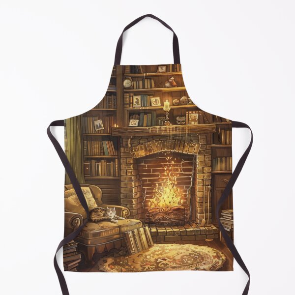 Item preview, Fireplace Evening Calm – Cozy Cat Living Room designed and sold by JLCableStudio.