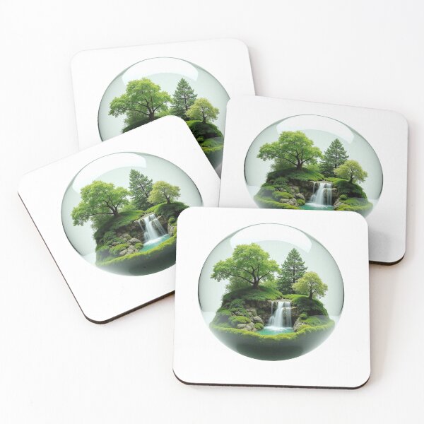 Item preview, The Floating Gaia Sphere – Crystal Terrarium with Miniature Waterfall and Mystic Forest designed and sold by GreenDreamArt.
