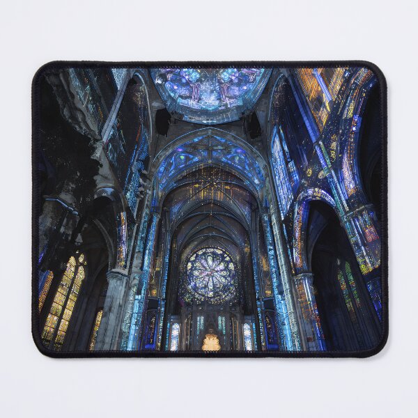 Item preview, Dramatic Ruined Gothic Cathedral with Vibrant Stained Glass Rose Window designed and sold by EK-World.