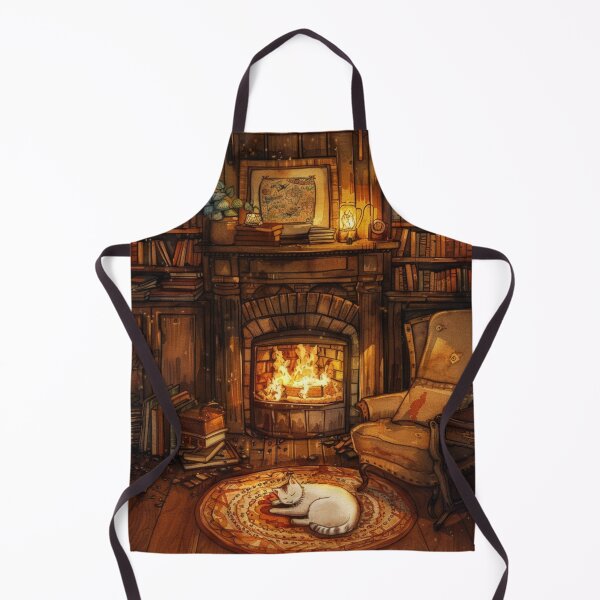 Item preview, Fireplace Evening Calm – Cozy Cat Living Room designed and sold by JLCableStudio.