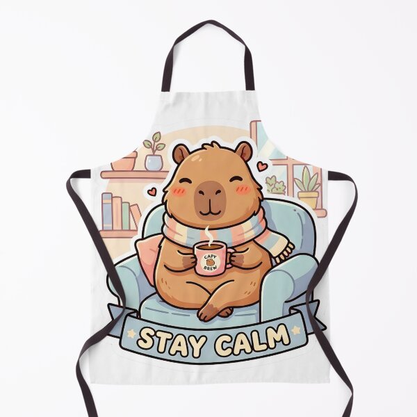 Item preview, Bonita pegatina de capibara con el mensaje "Mantén la calma" para tu taza de café. designed and sold by Oddly Blessed.