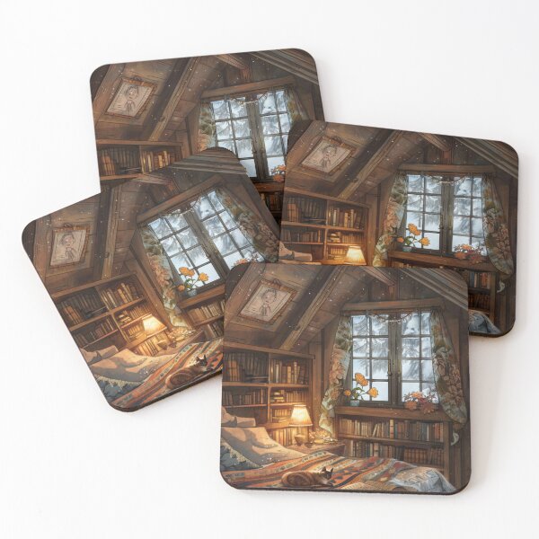 Item preview, Snowy Attic Comfort – Cozy Cat Bedroom designed and sold by JLCableStudio.