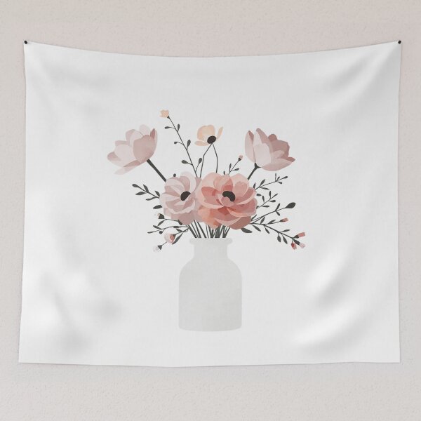 Item preview, Vase with pink flowers designed and sold by uunaa.