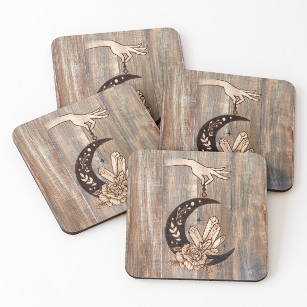 Item preview, Crescent Moon Rose Crystals Woodburn Brown designed and sold by MoodyMuseArt.