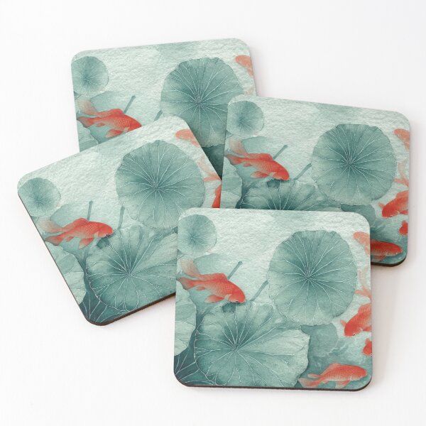 Item preview, Goldfish swim among green leaves designed and sold by anytka.