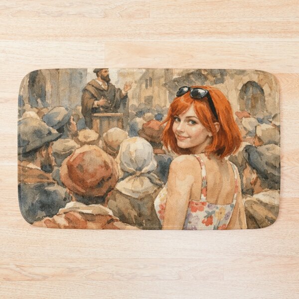 Item preview, Wrong Century, Right Smile - Time Travel Watercolor Art  designed and sold by DunnDunnDunnDunn.