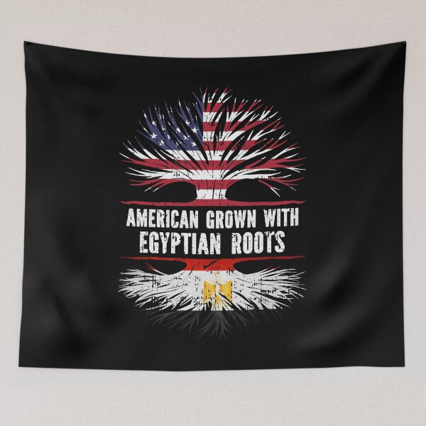 Item preview, American Grown with Egyptian Roots USA Flag designed and sold by CosmoKitsch.