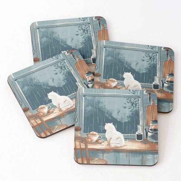 Item preview, Rainy Window Stillness – Cozy Cat Kitchen designed and sold by JLCableStudio.