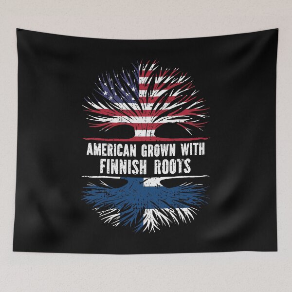 Item preview, American Grown with Finnish Roots USA Flag designed and sold by CosmoKitsch.