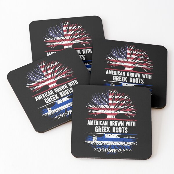 Item preview, American Grown with Greek Roots USA Flag designed and sold by CosmoKitsch.