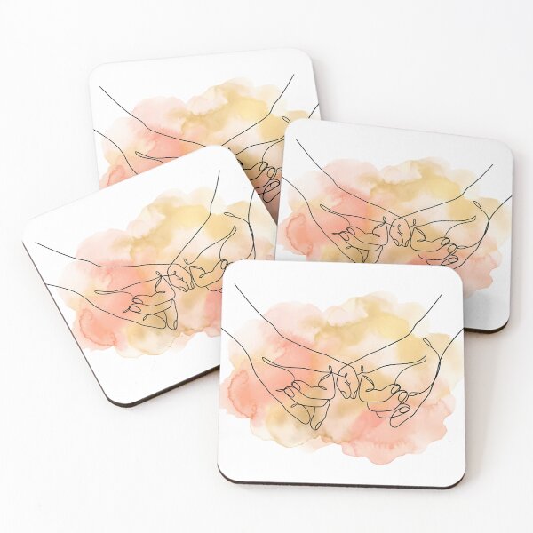 Item preview, Minimalist Pinky Swear Line Art with Peach Watercolor designed and sold by Ich-Studio.