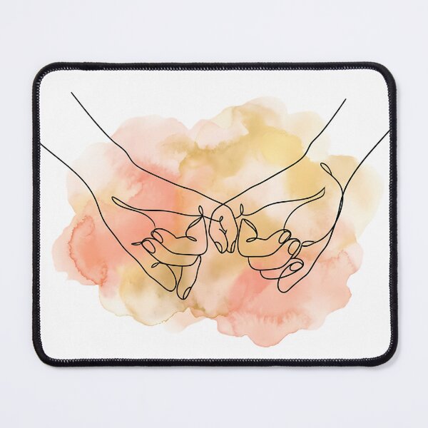 Item preview, Minimalist Pinky Swear Line Art with Peach Watercolor designed and sold by Ich-Studio.
