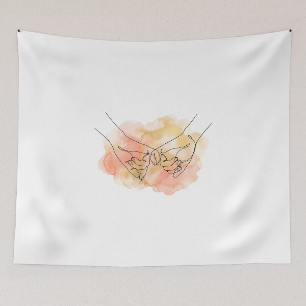 Item preview, Minimalist Pinky Swear Line Art with Peach Watercolor designed and sold by Ich-Studio.