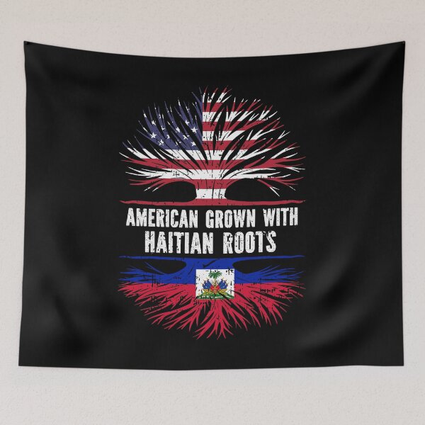 Item preview, American Grown with Haitian Roots USA Flag designed and sold by CosmoKitsch.
