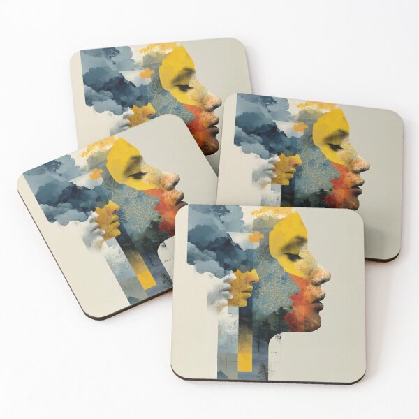 Item preview, Surreal Collage Profile Portrait with Puzzle Pieces, Clouds & Nature Layers designed and sold by EK-World.
