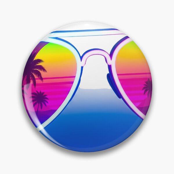 Item preview, Retro Neon Sunglasses - Synthwave Miami Sunset Aviator Art designed and sold by powersunlight.