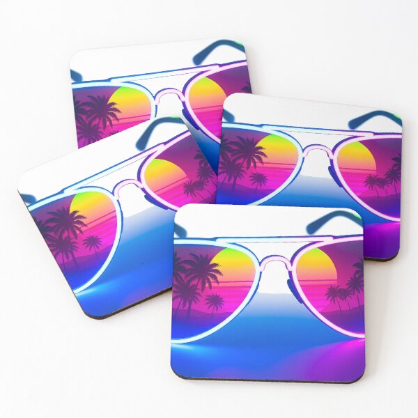 Item preview, Retro Neon Sunglasses - Synthwave Miami Sunset Aviator Art designed and sold by powersunlight.