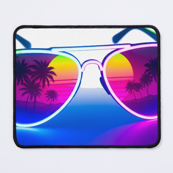 Item preview, Retro Neon Sunglasses - Synthwave Miami Sunset Aviator Art designed and sold by powersunlight.
