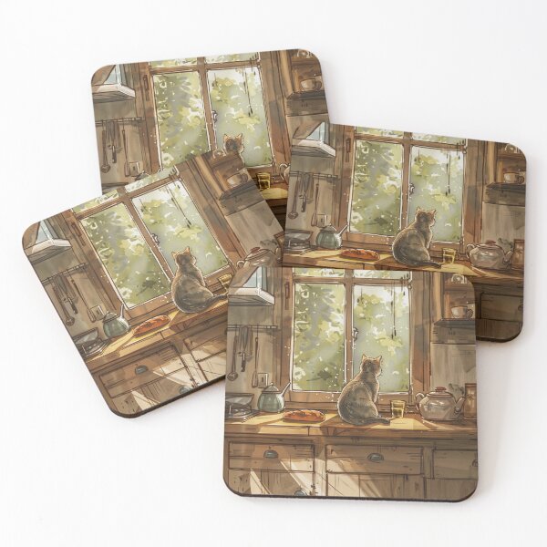 Item preview, Sunlit Kitchen Quiet – Cozy Cat Window Scene designed and sold by JLCableStudio.