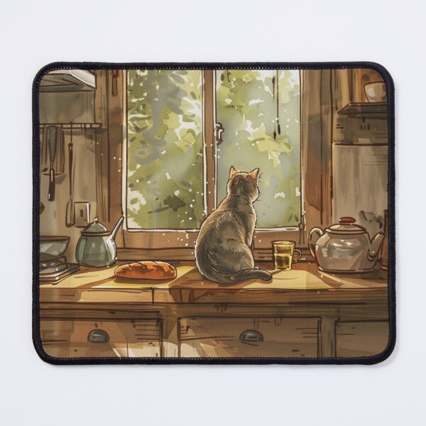 Item preview, Sunlit Kitchen Quiet – Cozy Cat Window Scene designed and sold by JLCableStudio.