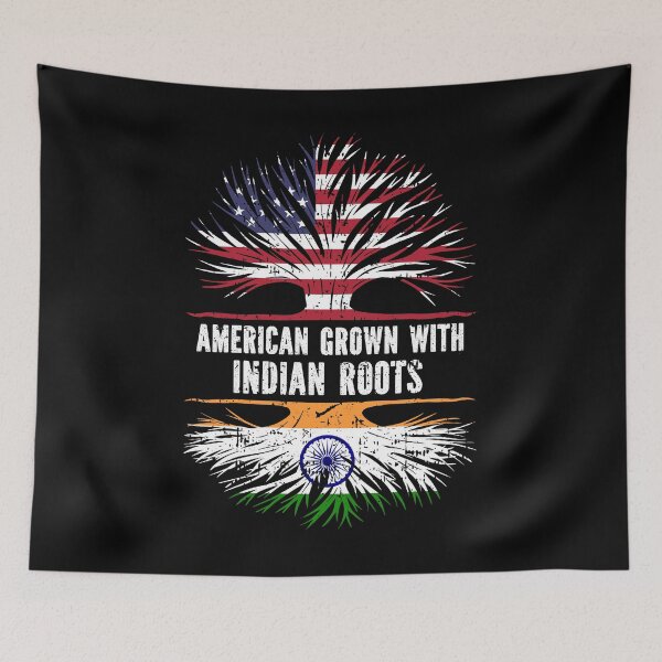 Item preview, American Grown with Indian Roots USA Flag designed and sold by CosmoKitsch.
