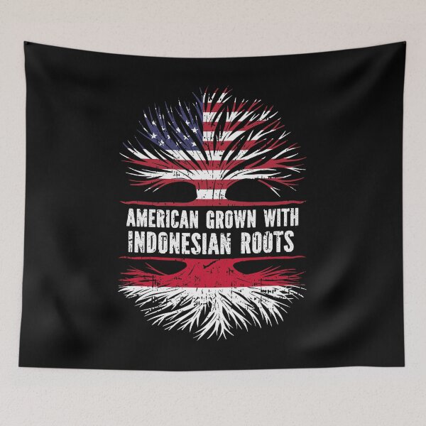 Item preview, American Grown with Indonesian Roots USA Flag designed and sold by CosmoKitsch.