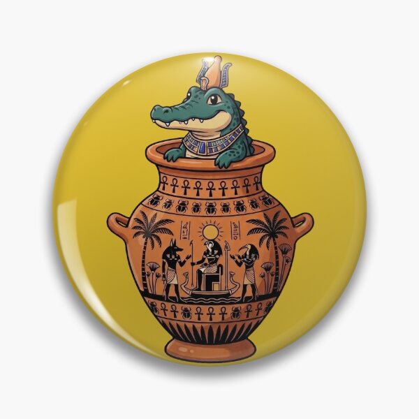 Item preview, Chibi Sobek: Little Crocodile in Ancient Egyptian Vase designed and sold by MythoWorldddd.