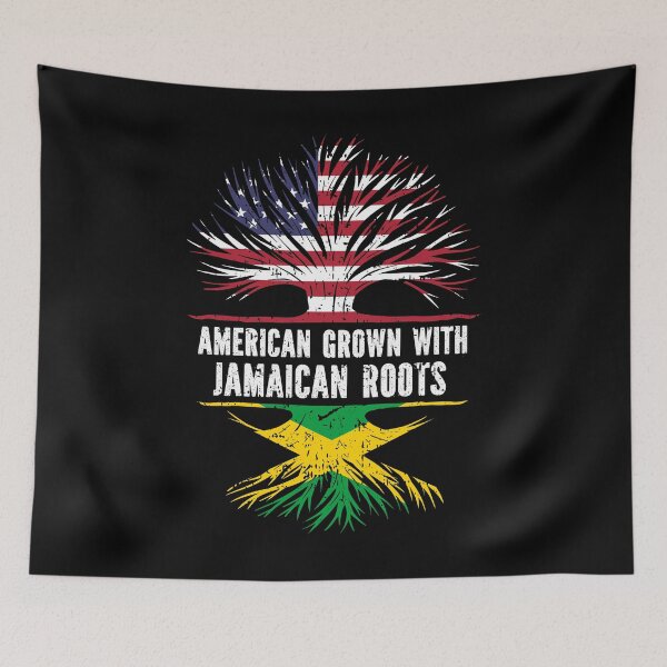 Item preview, American Grown with Jamaican Roots USA Flag designed and sold by CosmoKitsch.