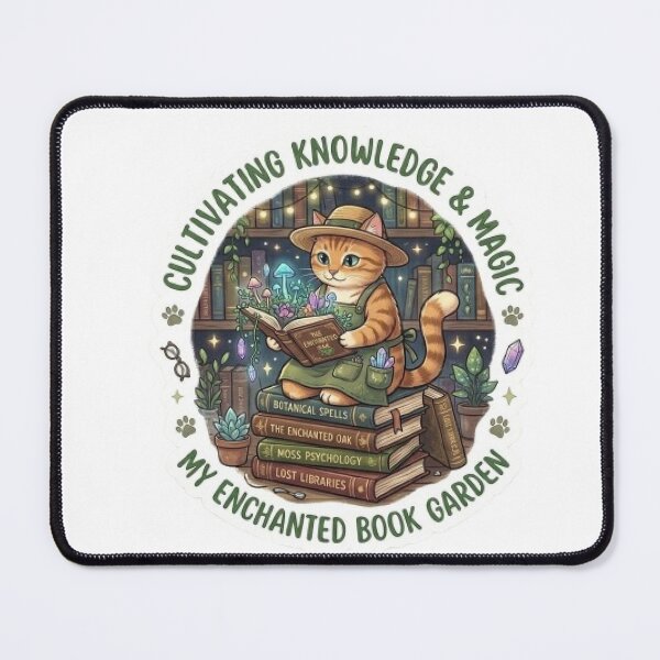 Item preview, Magical Library Cat Gardener - Book & Plant Mom Sticker designed and sold by Barkashow.