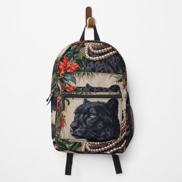 Item preview, Elegant Black Panther with Pearls – Tropical Floral Luxury Art designed and sold by velvetskyco.