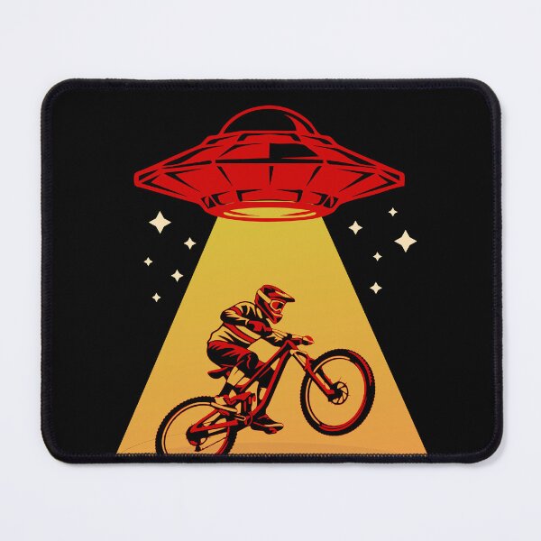 Item preview, UFO Abduction Mountain Biker Alien MTB Space Art designed and sold by LinaValearte.