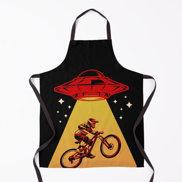 Item preview, UFO Abduction Mountain Biker Alien MTB Space Art designed and sold by LinaValearte.