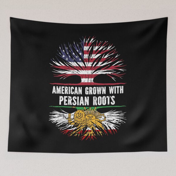 Item preview, American Grown with Persian Roots USA Flag designed and sold by CosmoKitsch.