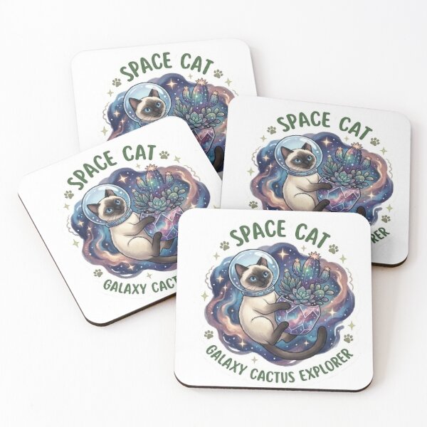 Item preview, Space Cat Galaxy Cactus Explorer - Cosmic Succulent Sticker designed and sold by Barkashow.