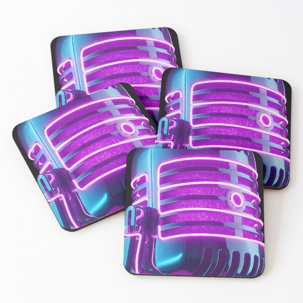 Item preview, Neon Purple Vintage Microphone - Retro Music Synthwave Art designed and sold by powersunlight.