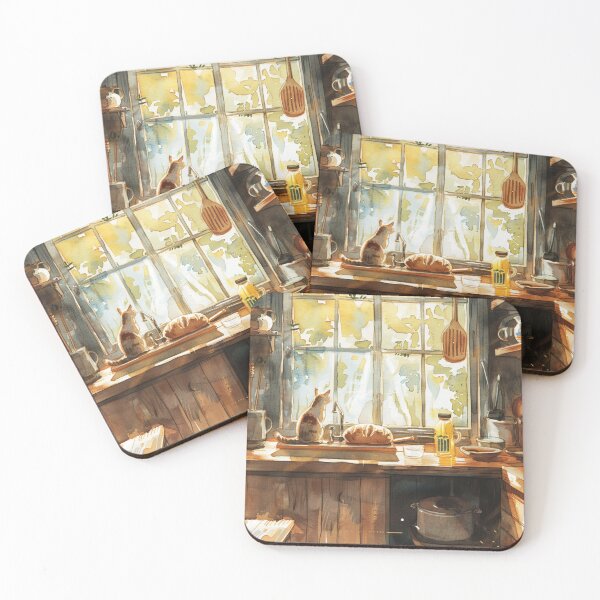Item preview, Sunlit Kitchen Quiet – Cozy Cat Window Scene designed and sold by JLCableStudio.