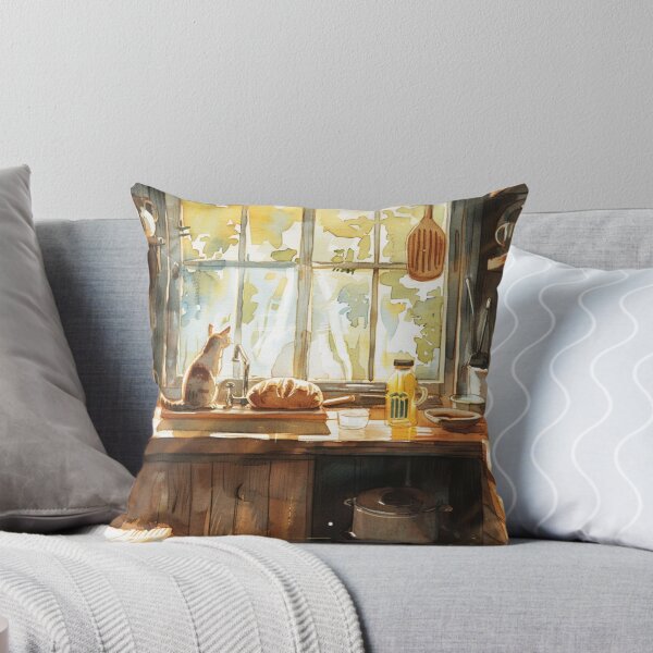 Item preview, Sunlit Kitchen Quiet – Cozy Cat Window Scene designed and sold by JLCableStudio.
